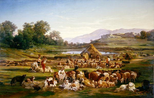 Hirten mit Schafen von Gregoire Isidore Flacheron