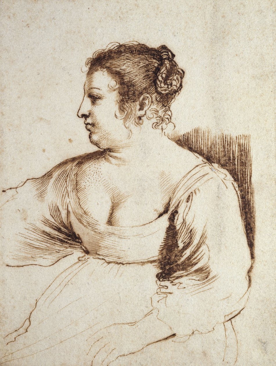 Eine sitzende Frau, 1640 - 1649 von Giovanni Francesco Barbieri