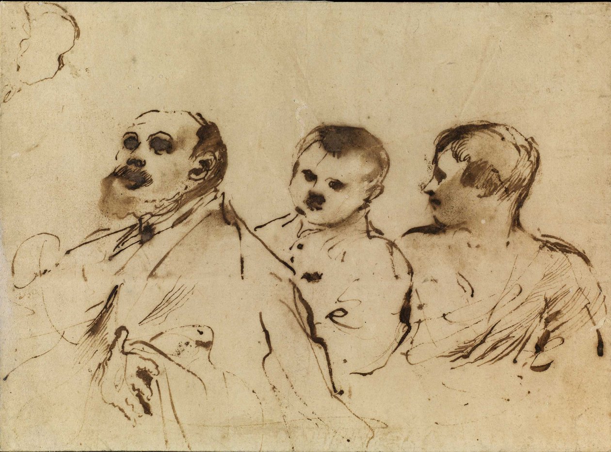 Ein Bischof mit zwei Kindern von Guercino