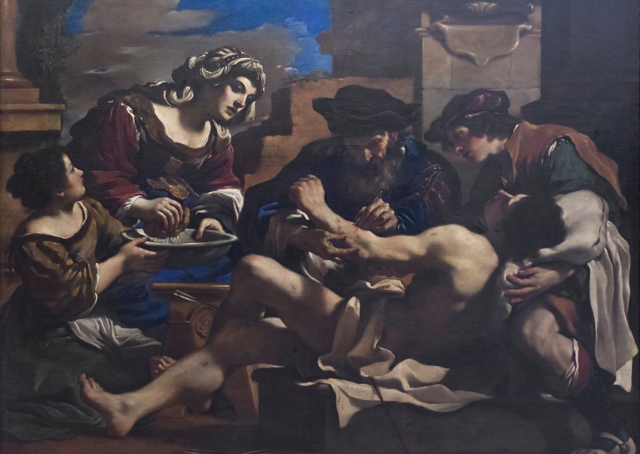 Der Heilige Sebastian wird von Irene gepflegt von Guercino (1591 1666)