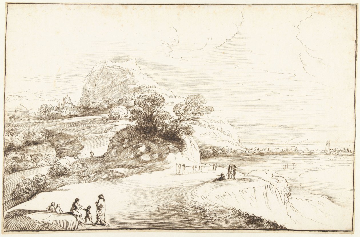 Berglandschaft mit Fernblick von Guercino