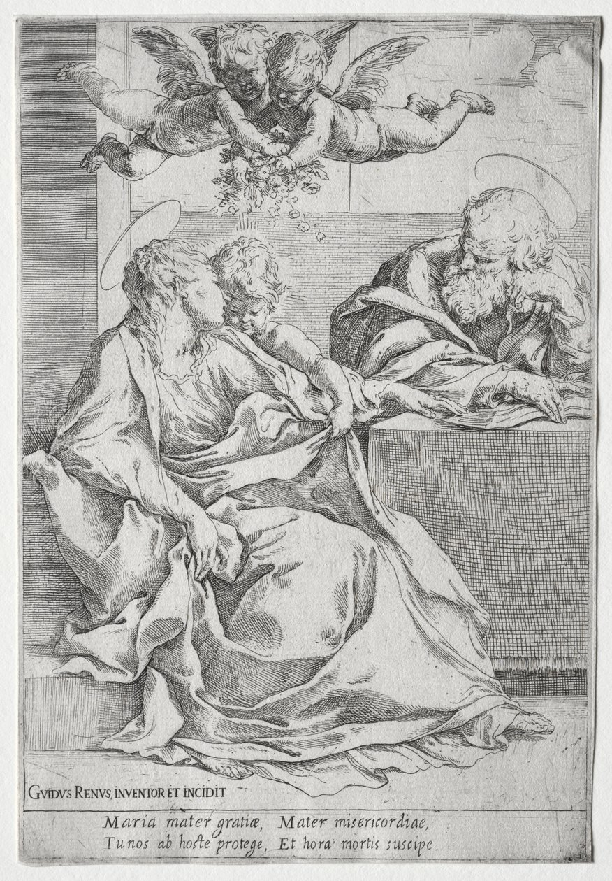 Die Heilige Familie mit zwei Engeln von Guido Reni