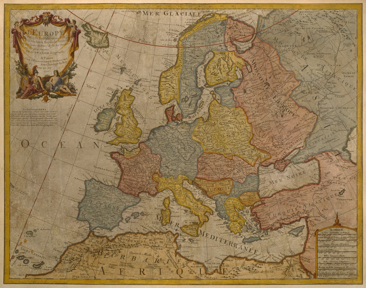 Karte von Europa, veröffentlicht 1700, Paris von Guillaume Delisle