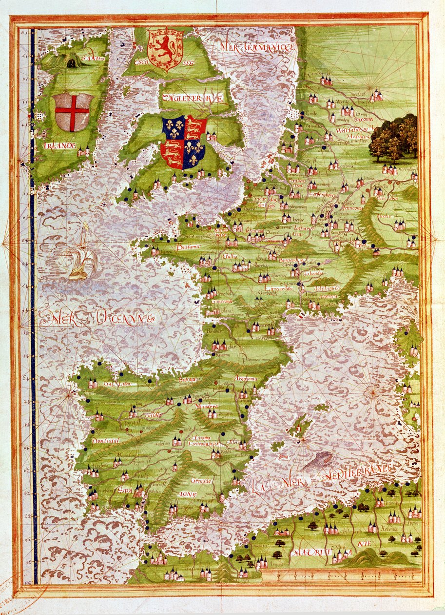 Fol.9v Karte von Westeuropa, aus 