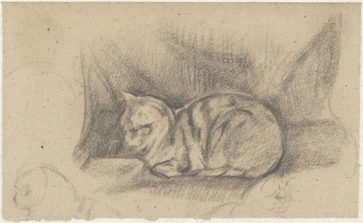 Liegende Katze nach links von Guillaume Anne van der Brugghen