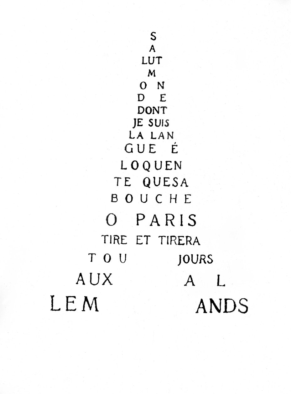 Kalligramm des Eiffelturms von Guillaume Apollinaire