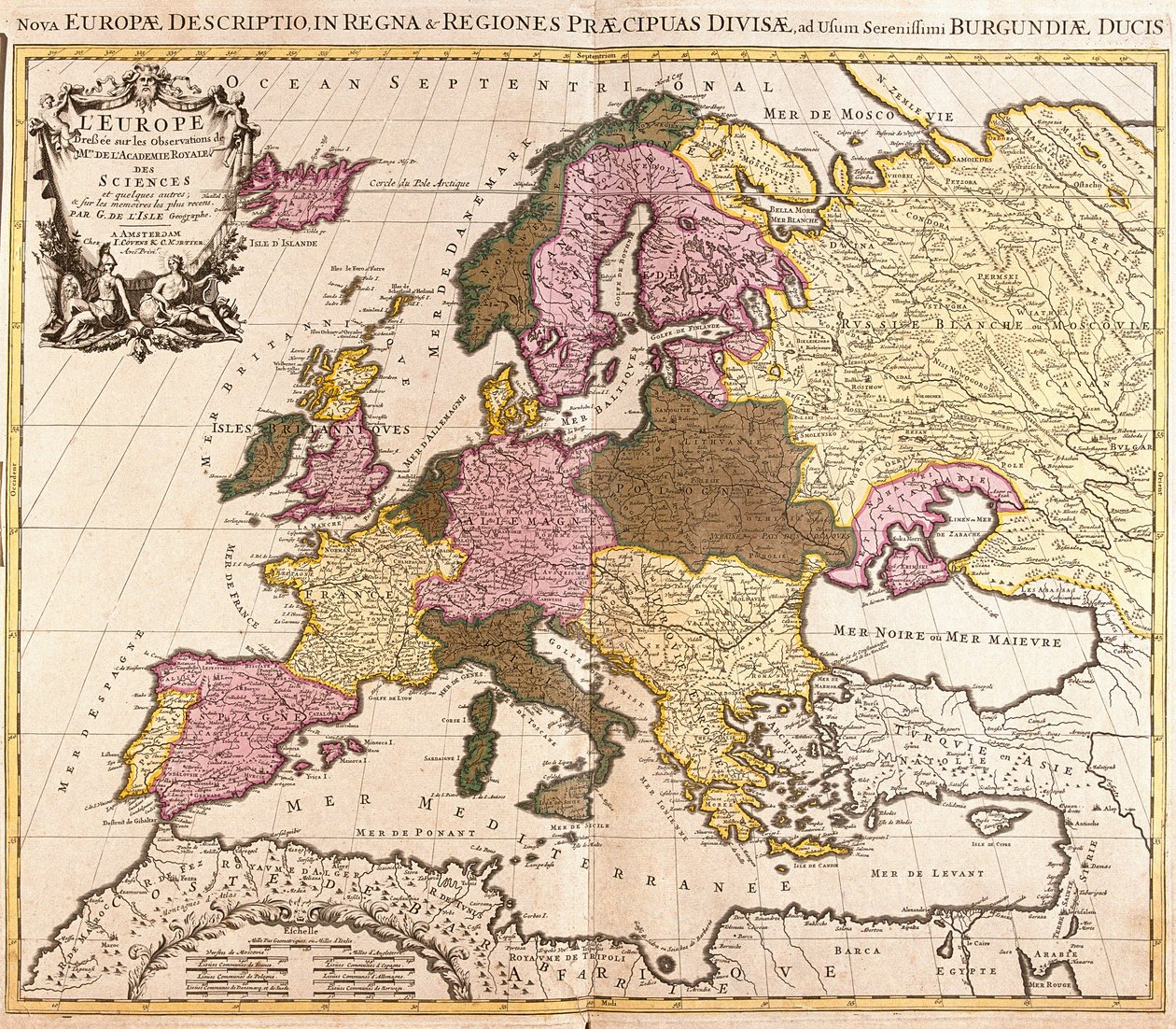 Karte von Europa (Radierung) von Guillaume Delisle