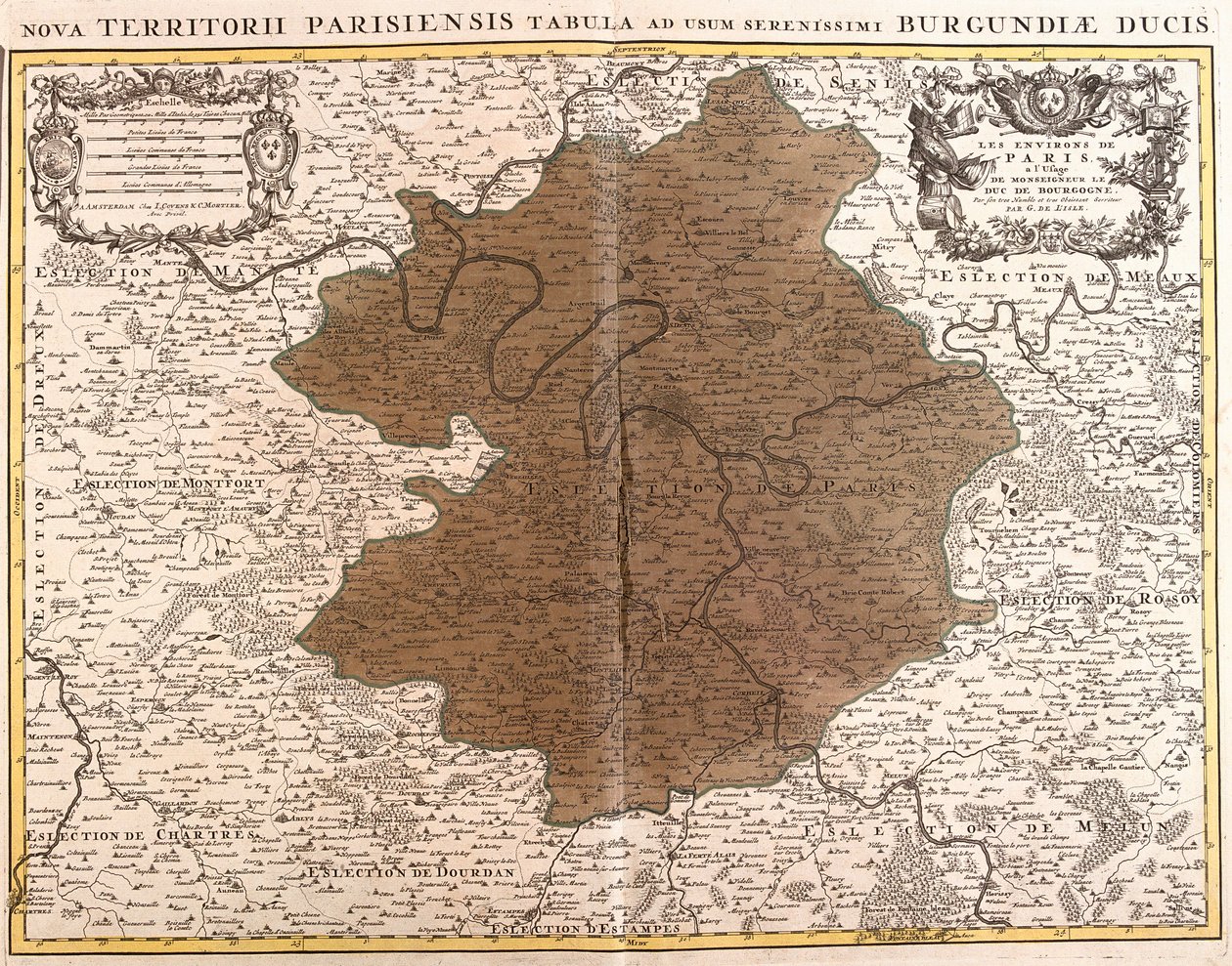 Karte der Île de France (Radierung) von Guillaume Delisle