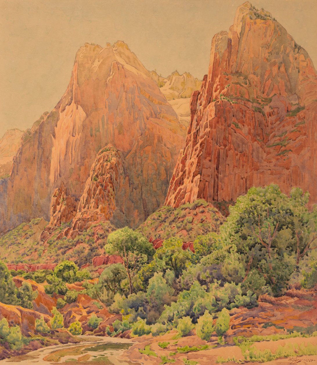 Die Patriarchen, Zion-Nationalpark, 1924 von Gunnar Widforss