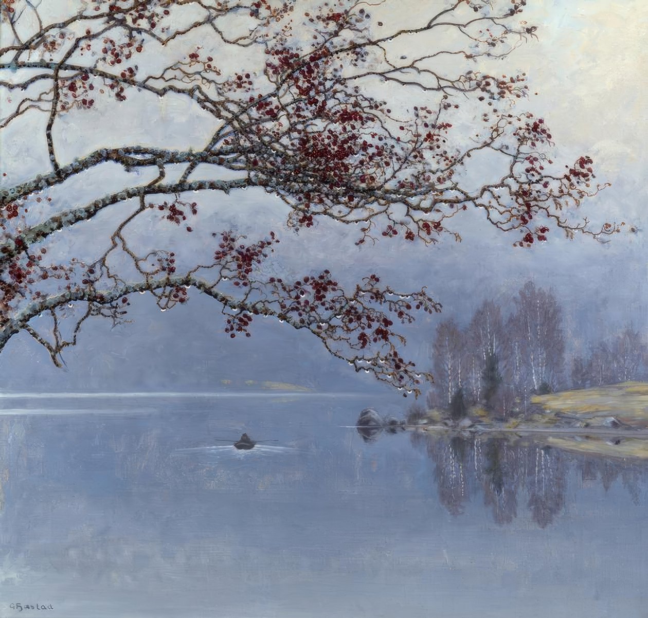 Herbststimmung am See von Gustaf Edolf Fjaestad