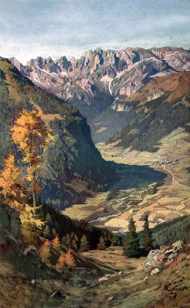 Fassatal mit Rosengartengruppe von Gustav Jahn