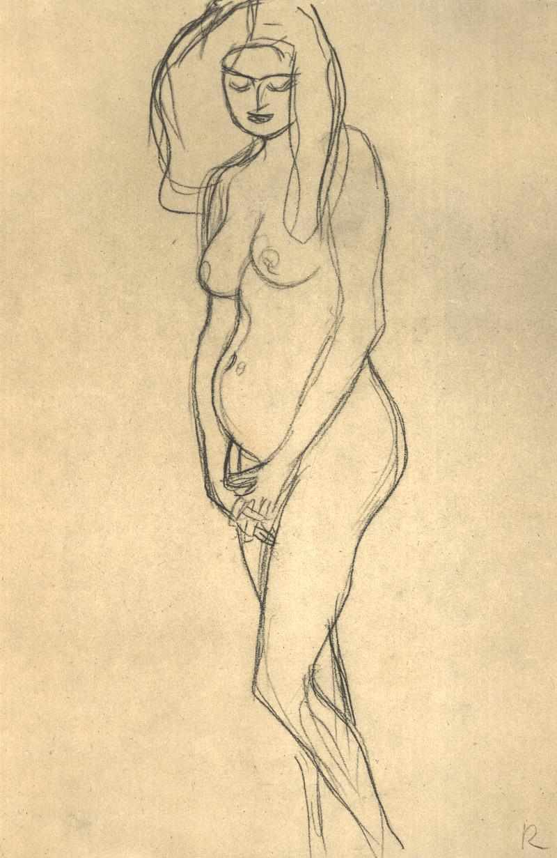Akt einer Schwangeren nach links von Gustav Klimt