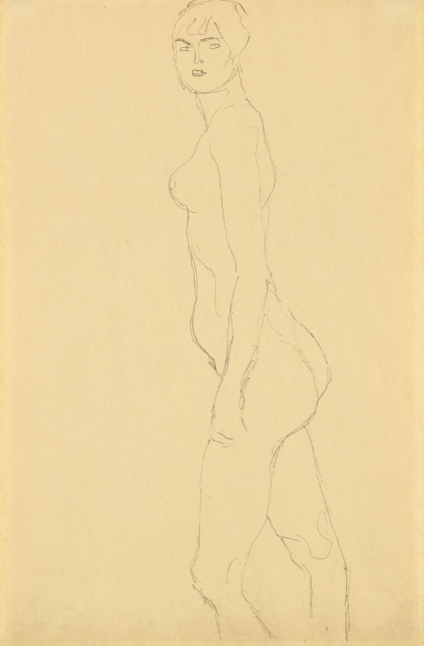 Akt nach links von Gustav Klimt