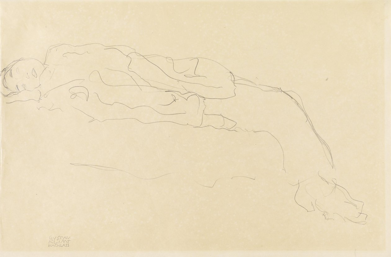 Auf einem Sofa liegende Frau von Gustav Klimt