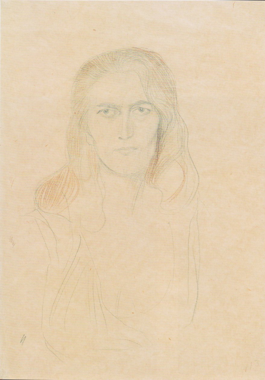 Brustbild einer Frau von vorne (Erinnye) von Gustav Klimt