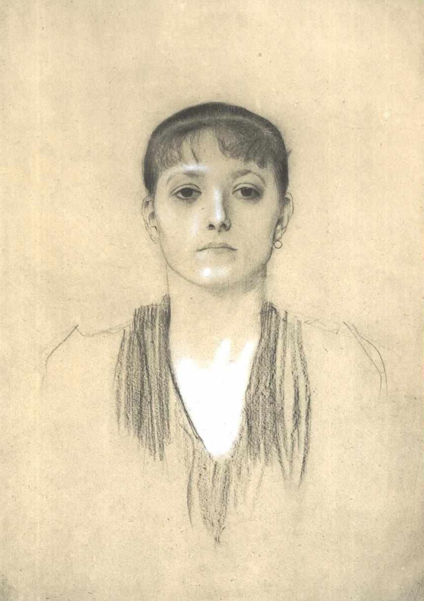 Brustbild eines Mädchens von vorne von Gustav Klimt