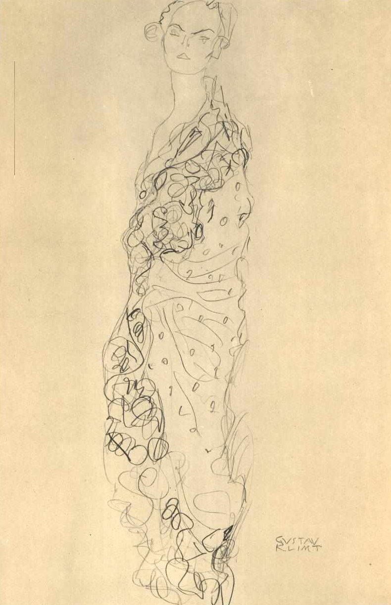 Dame mit Fächer von Gustav Klimt