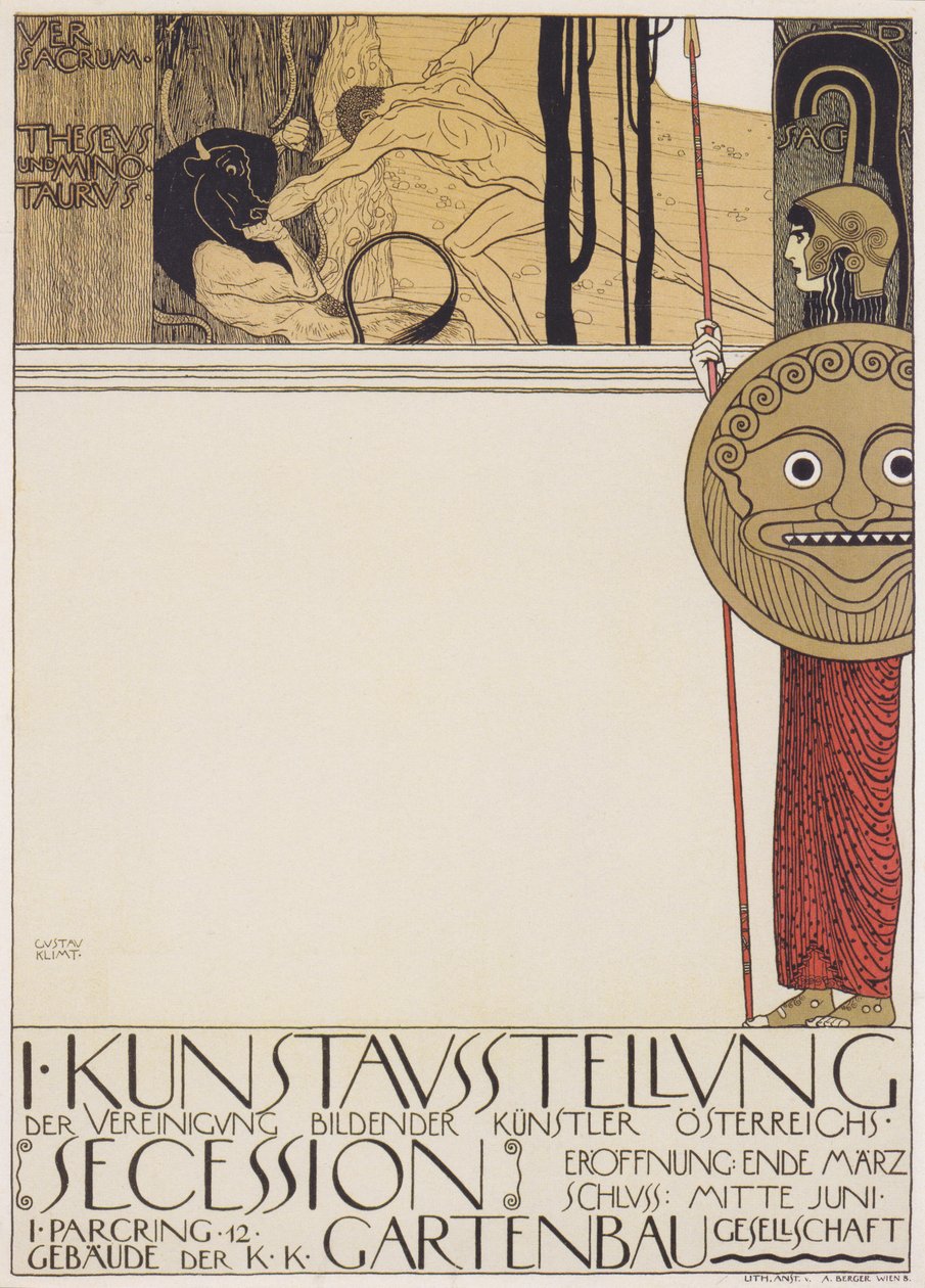 Erstes Ausstellungsplakat der Wiener Secession (zensierte Version) von Gustav Klimt