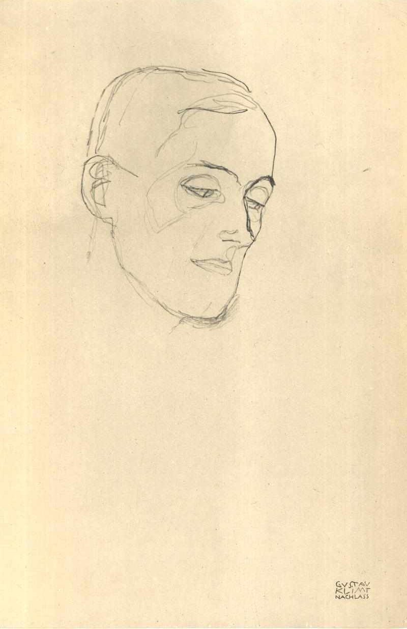 Kopfstudie im Dreiviertelprofil von Gustav Klimt