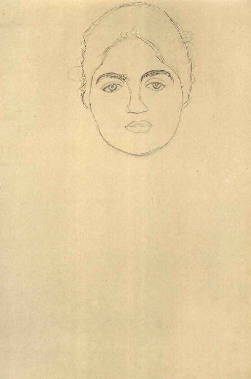 Kopfstudie von vorne von Gustav Klimt