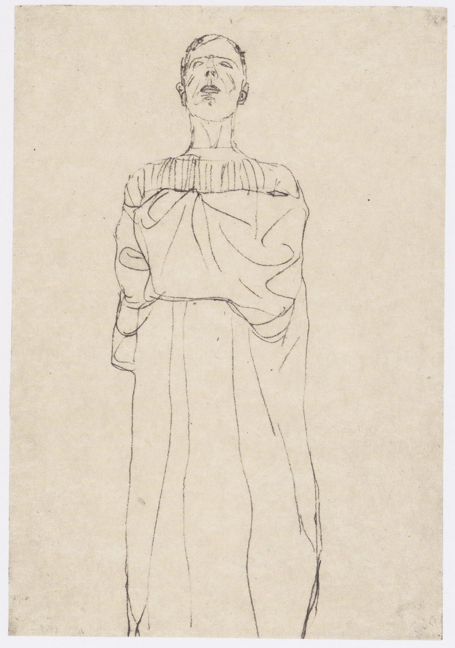 Mann mit langem Gewand von vorne von Gustav Klimt