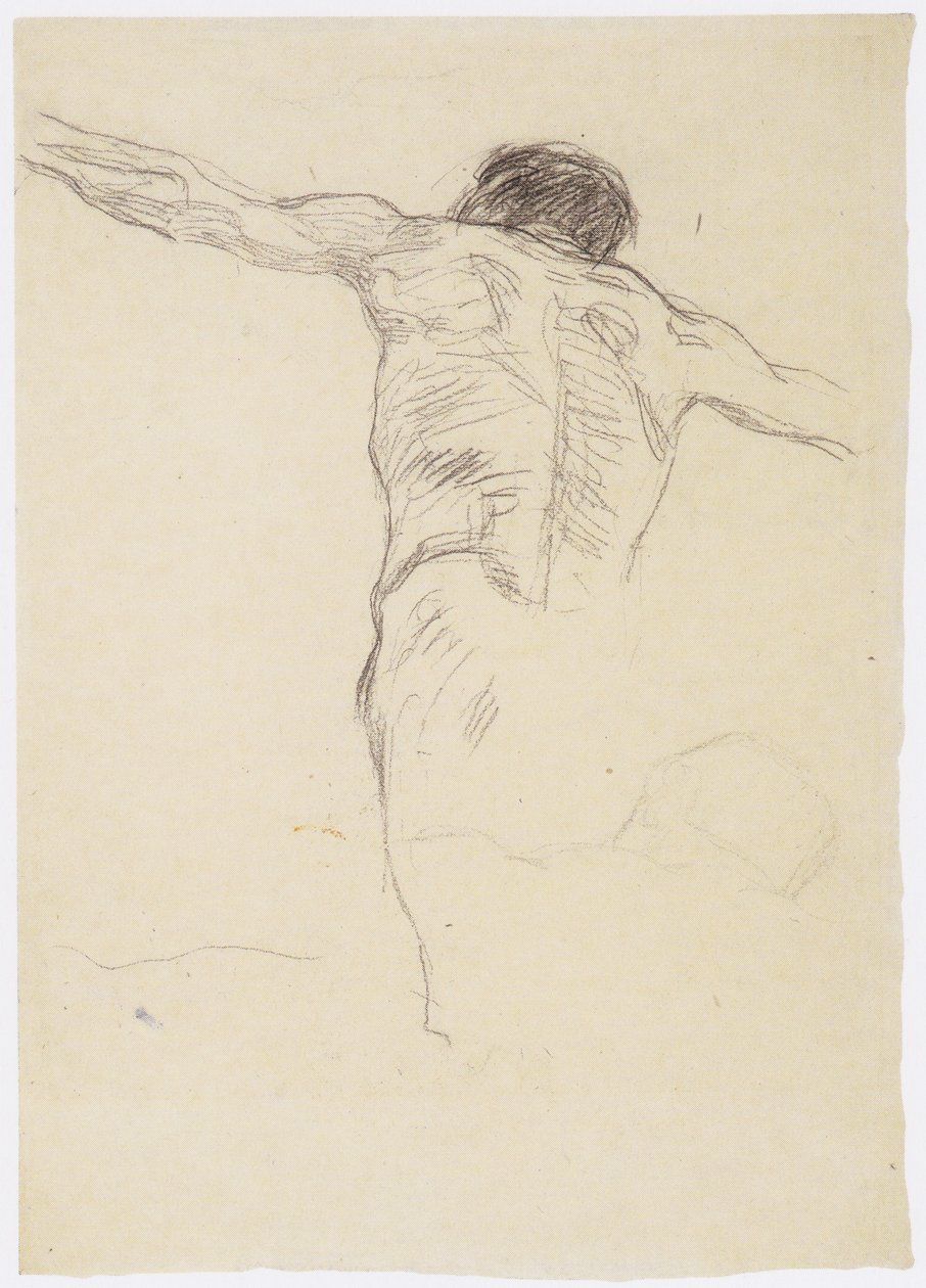 Männerrückenakt mit ausgebreiteten Armen (Wiederholung) von Gustav Klimt