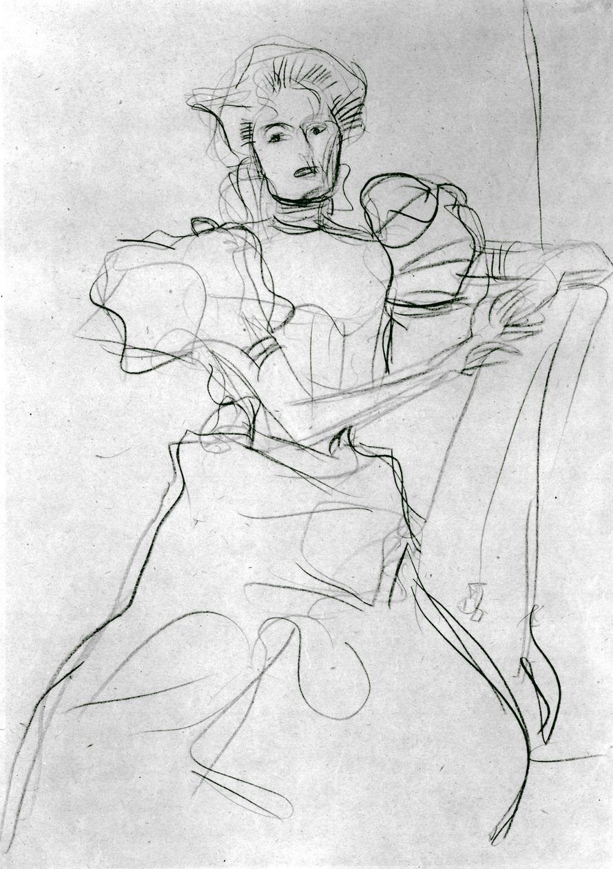 Sitzende Frau - Studie für ein Porträt von Sonja Knips, um 1898 von Gustav Klimt