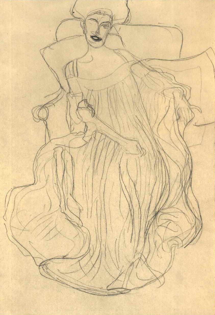 Sitzende von vorne von Gustav Klimt