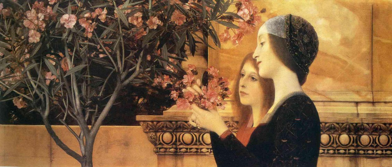 Zwei Mädchen mit einem Oleander von Gustav Klimt