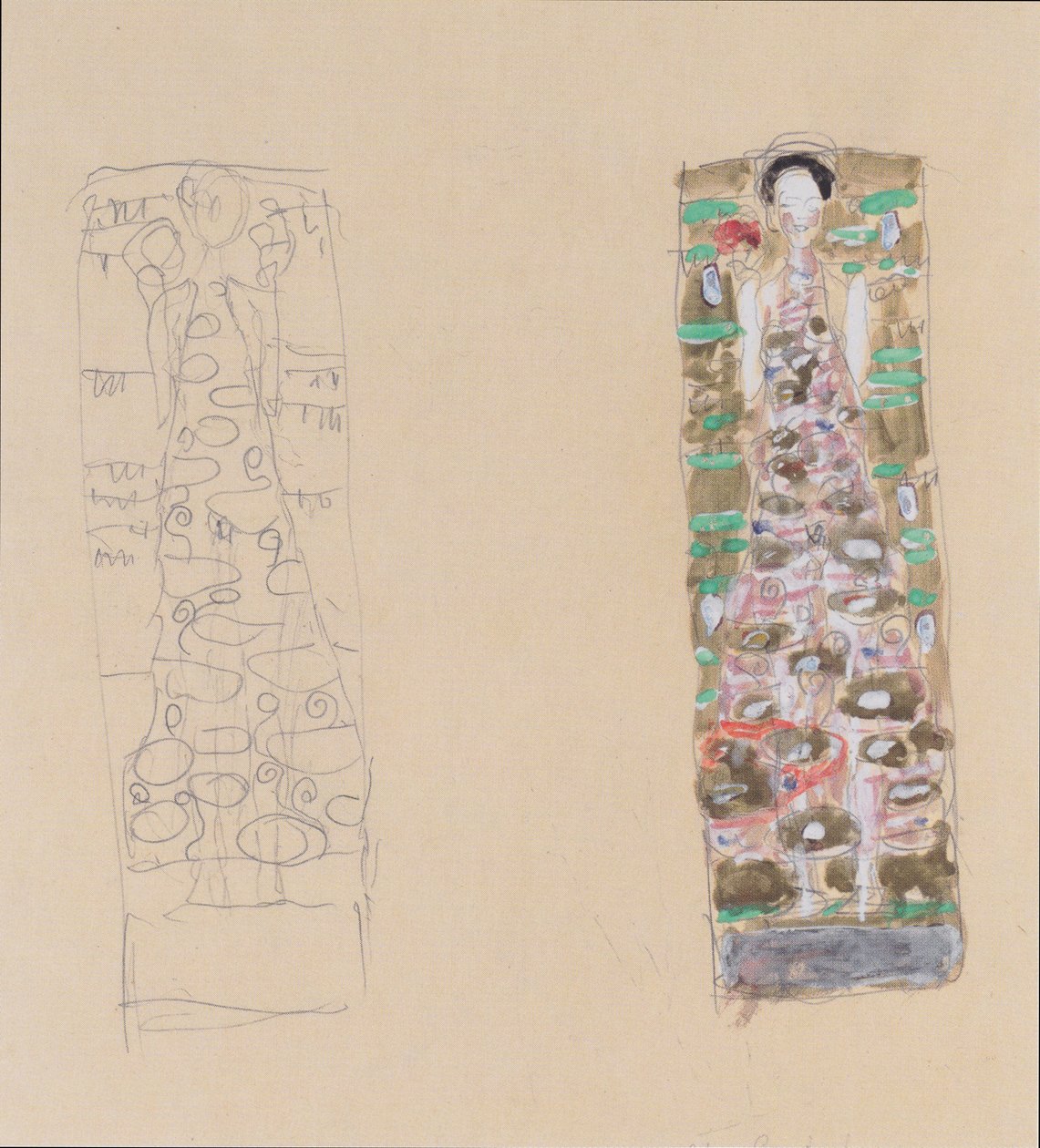 Zwei Entwürfe zum Schmuckblatt für Otto Wagner von Gustav Klimt