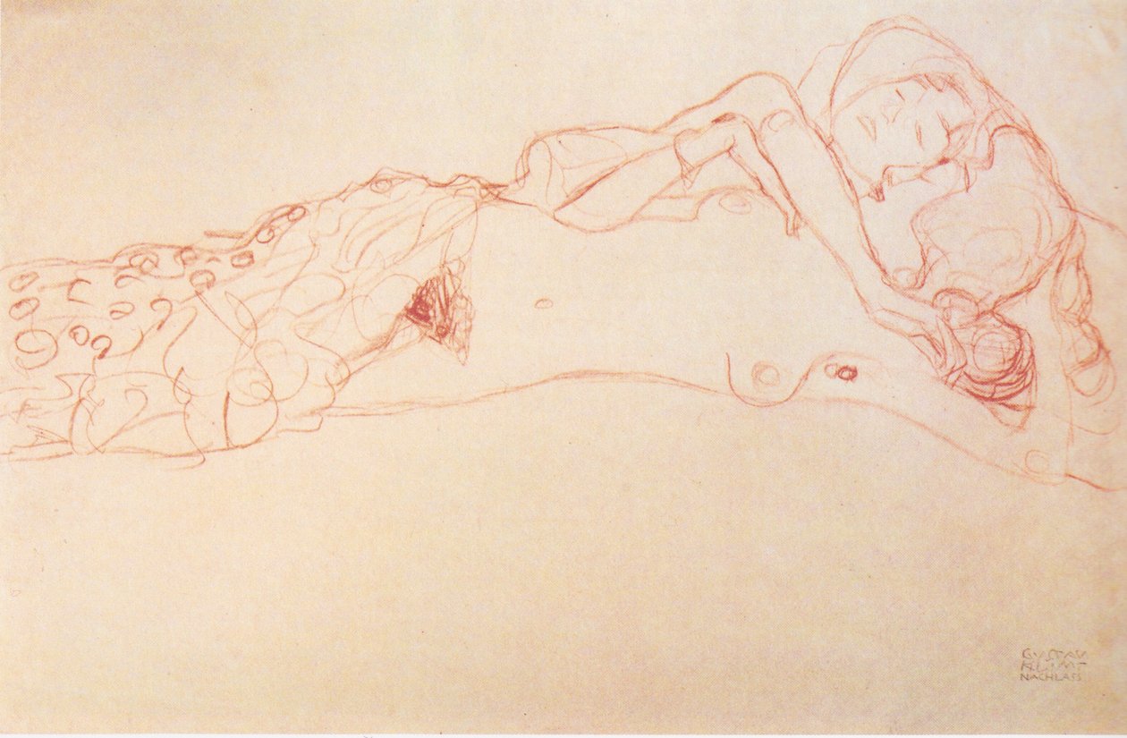 Zwei auf dem Rücken liegende Akte von Gustav Klimt