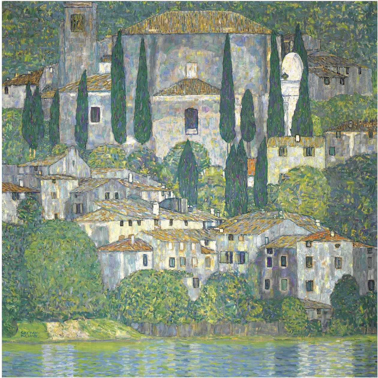 Kirche in Cassone (Landschaft mit Zypressen) von Gustav Klimt