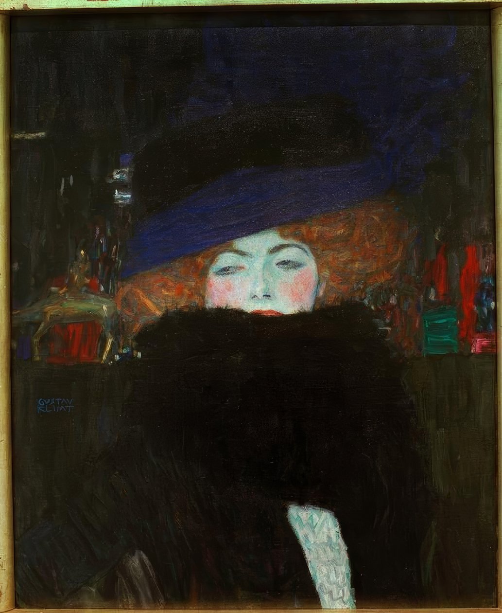 Dame mit Hut und Federboa von Gustav Klimt