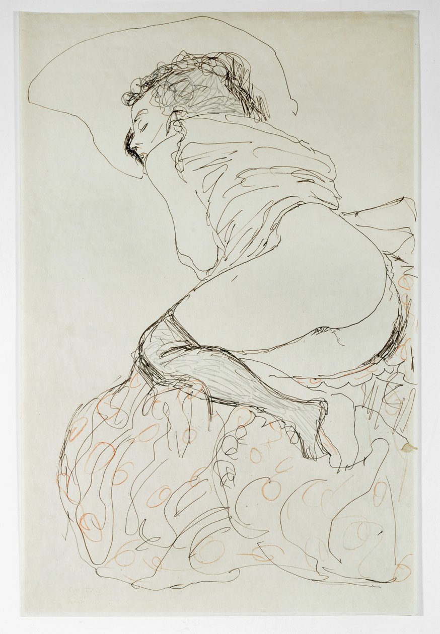 Weiblicher Akt, nach links gewandt von Gustav Klimt