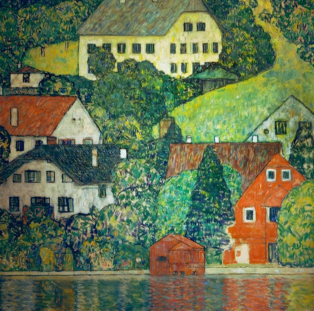 Häuser in Unterach am Attersee von Gustav Klimt