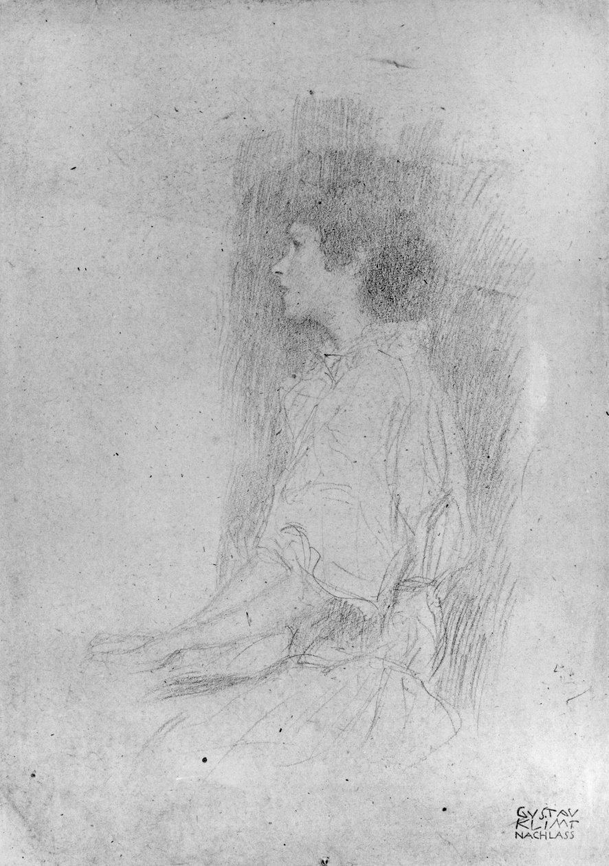 Sitzendes Mädchen im Schatten von Gustav Klimt