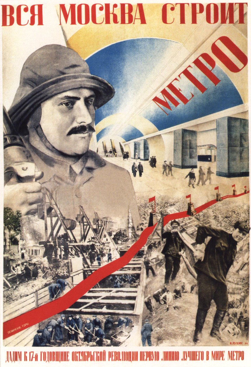 Ganz Moskau baut die Metro Poster, 1934 von Gustav Klutsis