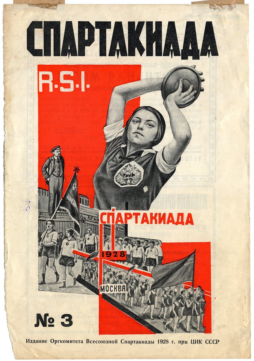 Titelblatt der Zeitschrift Spartakiada R.S.I., 1928 von Gustav Klutsis