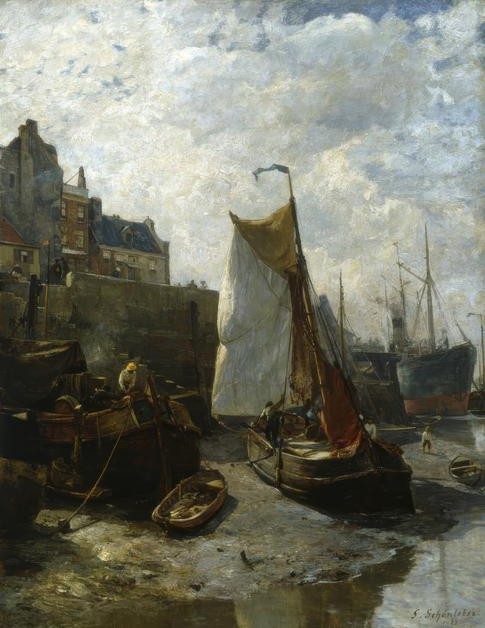 Ebbe im Hafen von Antwerpen von Gustav Schönleber