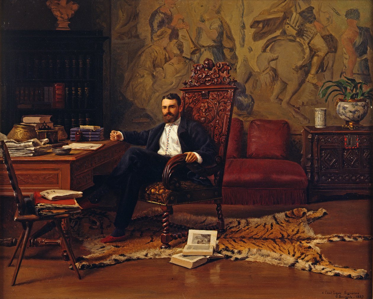 Louis Signorino in seinem Arbeitszimmer von Gustave Bourgain