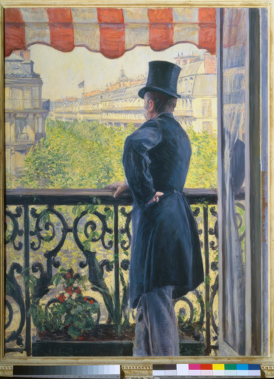 Mann auf dem Balkon, Boulevard Haussmann von Gustave Caillebotte