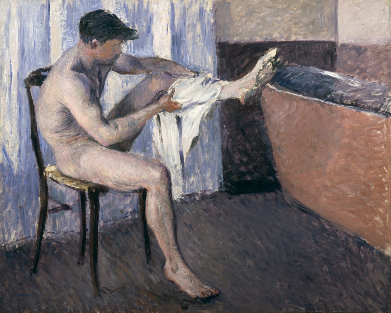Mann trocknet sein Bein von Gustave Caillebotte