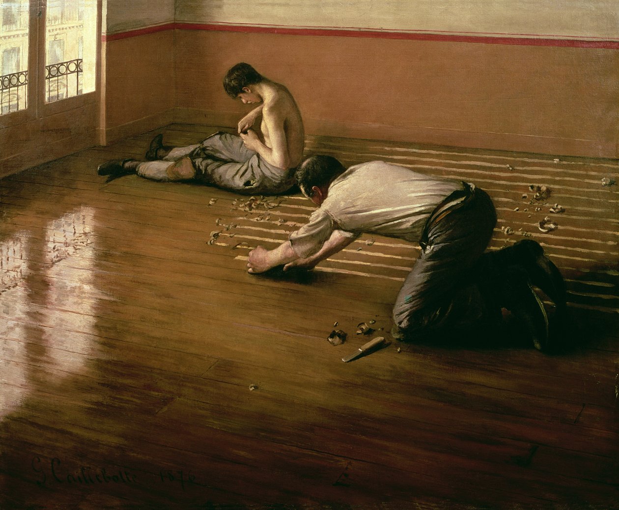 Die Parkettplaner, 1876 (kleine Version) von Gustave Caillebotte