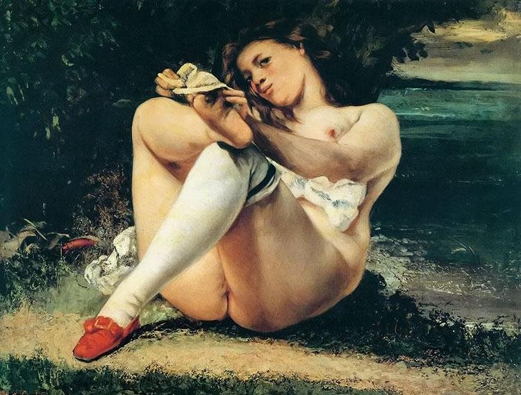 Die Frau mit den weißen Strümpfen von Gustave Courbet