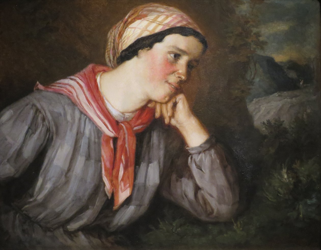Bäuerin mit einem Schal von Gustave Courbet