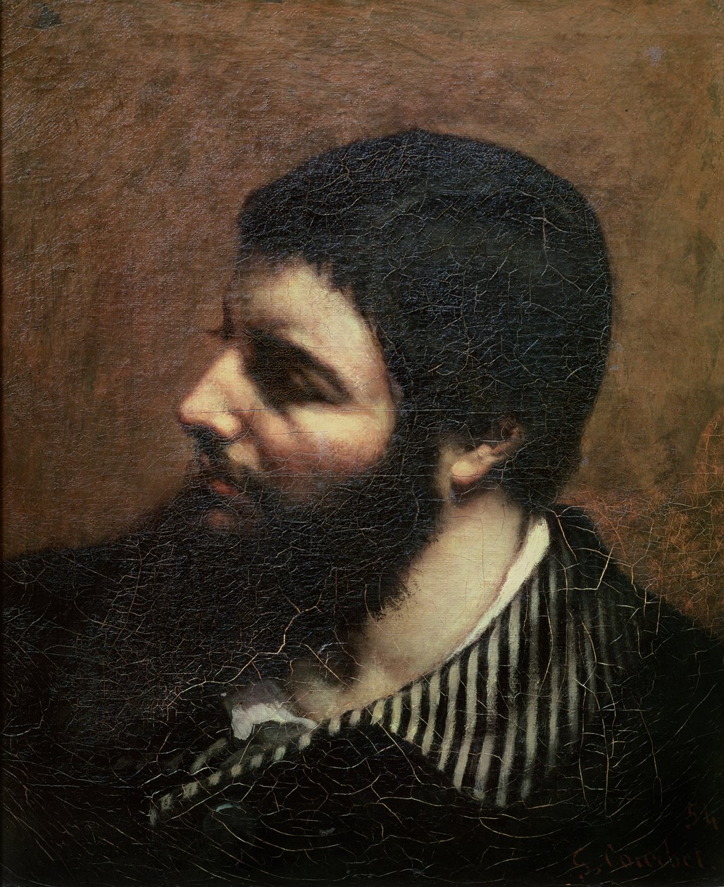 Selbstporträt mit gestreiftem Kragen von Gustave Courbet