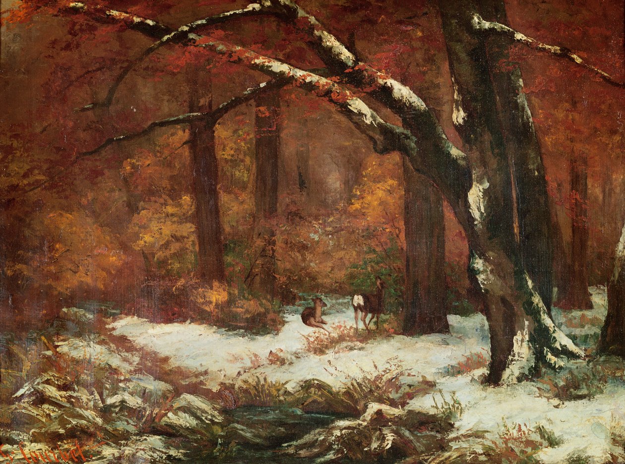 Die Hirsche ziehen sich zurück von Gustave Courbet