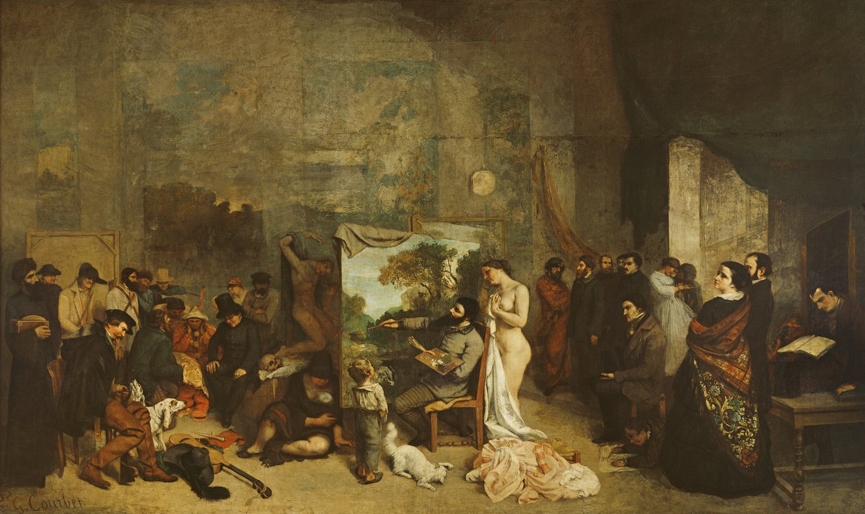 Das Atelier des Malers, eine echte Allegorie, 1855 von Gustave Courbet