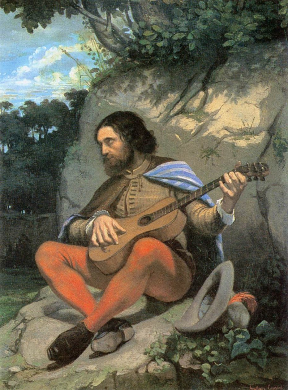 Junger Mann in einer Landschaft (Der Gitarrenspieler) von Gustave Courbet