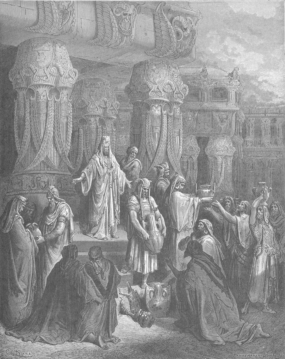 Cyrus stellt die Tempelgefäße wieder her von Gustave Dore